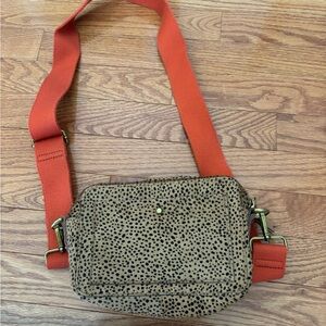 Madewell Spotted Tan and Red Crossbody Bag